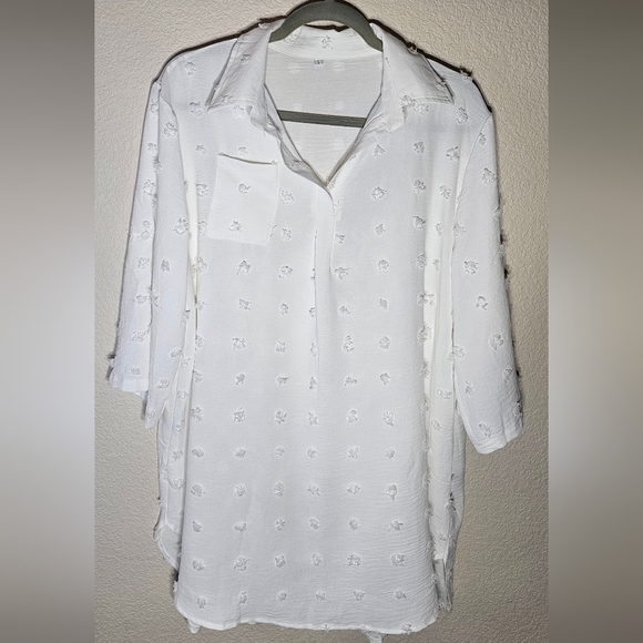 White Polka Dot Tunic Swimsuit Cover-up - Picture 3 of 7